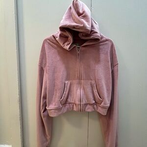 Pink Hooded Zip-Up Sweatshirt